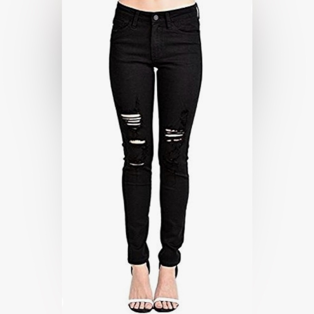 NWT KANCAN DISTRESSED DENIM IN BLACK